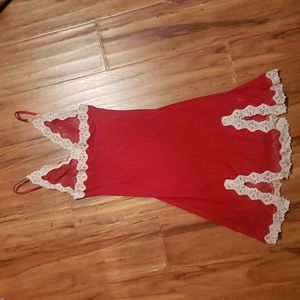 Y2K 90's Sexy red with white lace detail nightie